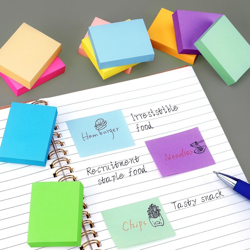 100 Sheet Pad Sticky Notes 3x3 Self-Stick Notes colorful Bright Multi Colors Sticky Notes