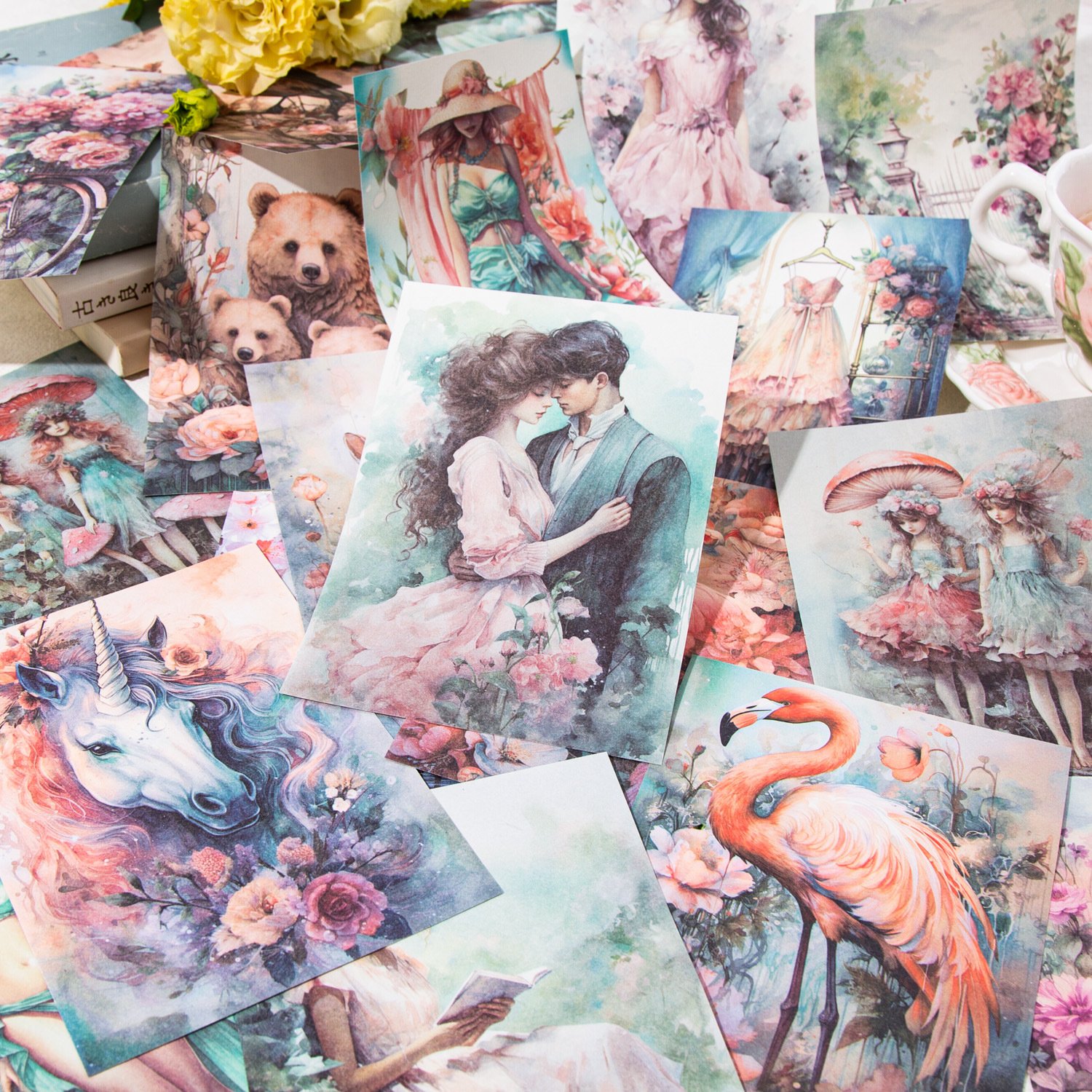 30pcs/pack Material book Four Seasons with Flowers Series Spring Theme Handbook DIY Decoration Bottom