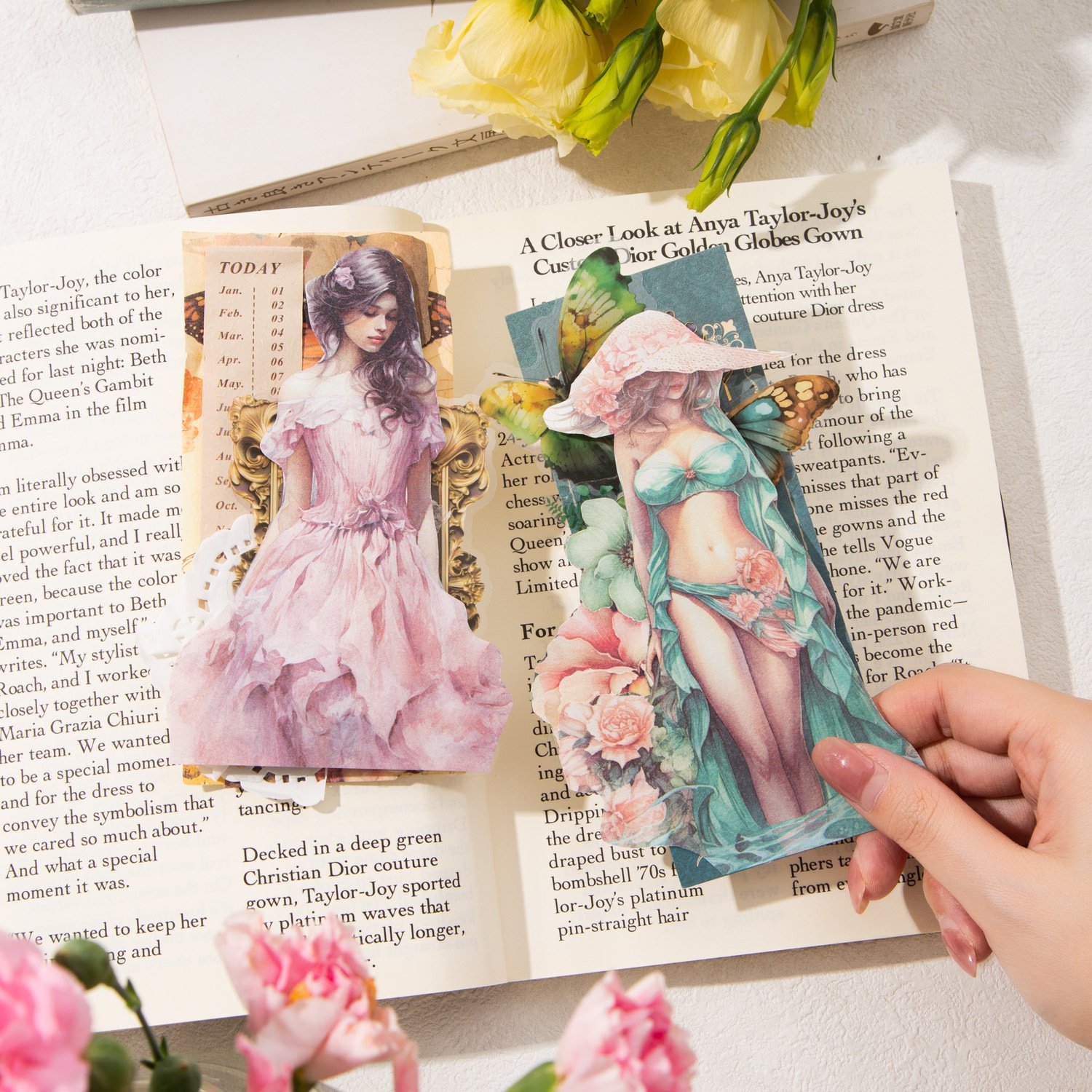 30pcs/pack Material book Four Seasons with Flowers Series Spring Theme Handbook DIY Decoration Bottom