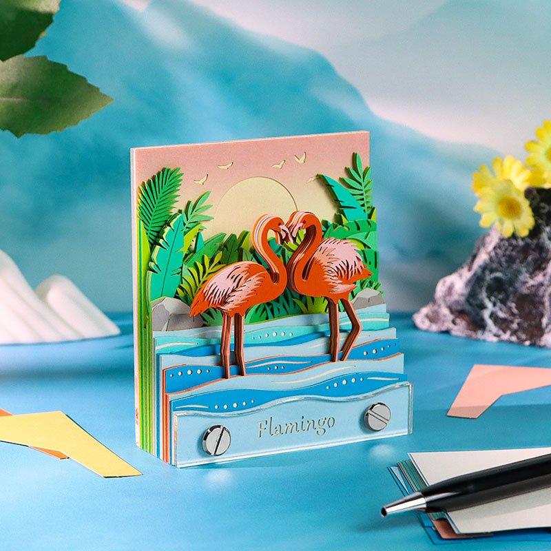 Custom 3D Memo Pad Kawaii Stationery Flamingo Windmill Notepads Sticky Notes Cube Birthday Gift For Girls Gift Set For Women