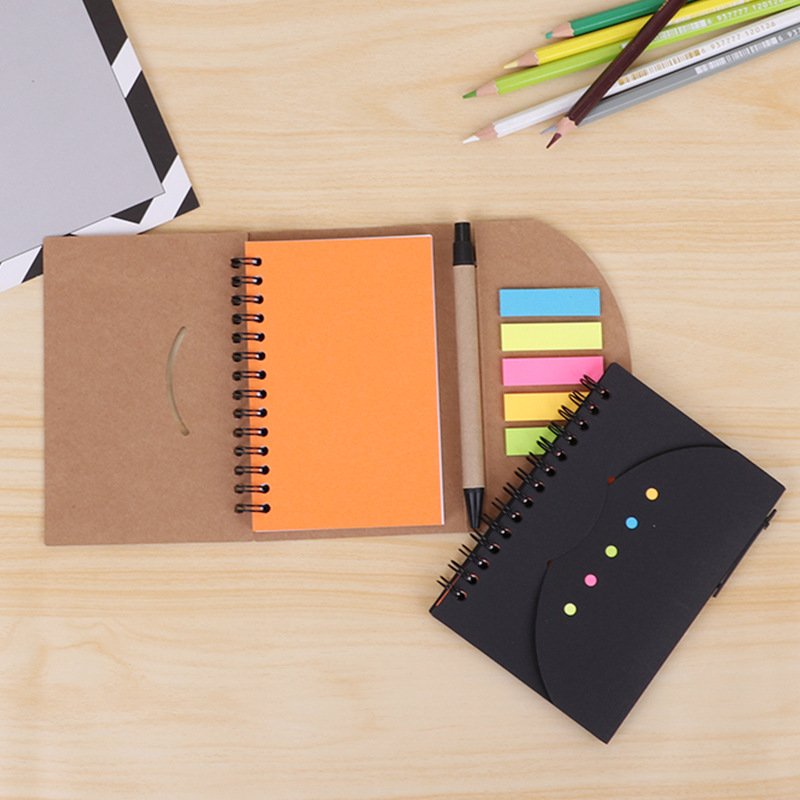 Eco friendly folding kraft paper memo pad reusable erase convenient self-adhesive index sticky notes gift set