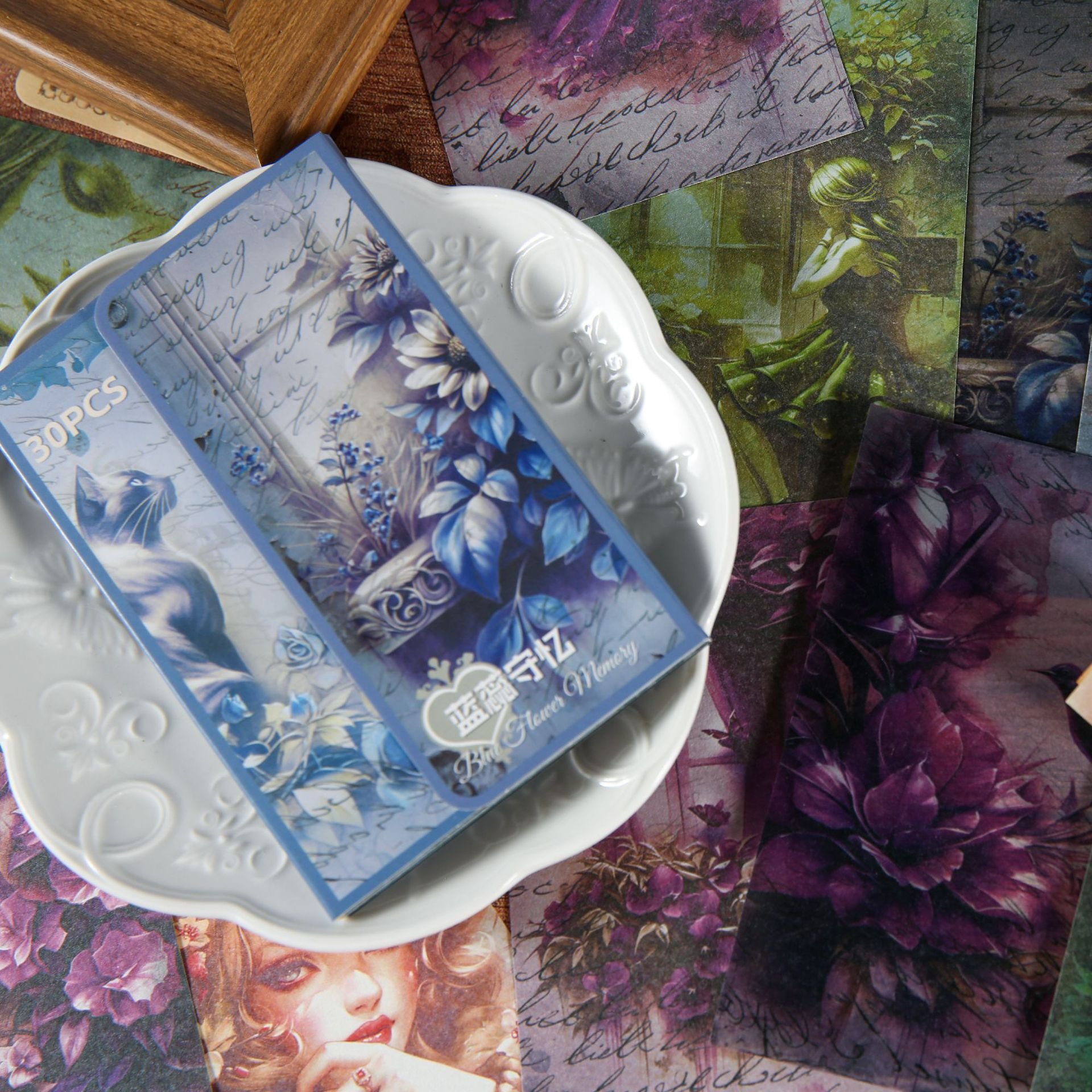 20pcs/pack Material Paper Fancy Flowers Series Character Flower Theme Handbook Decoration Material