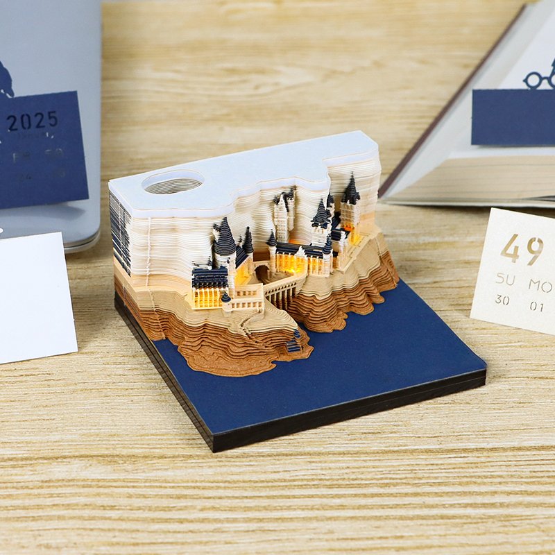 2025 Best Selling 3D Memo Pad Calendar Building Block Decoration Crafts Non-Adhesive Note Cube Notepad Memo Pad With Pen Holder
