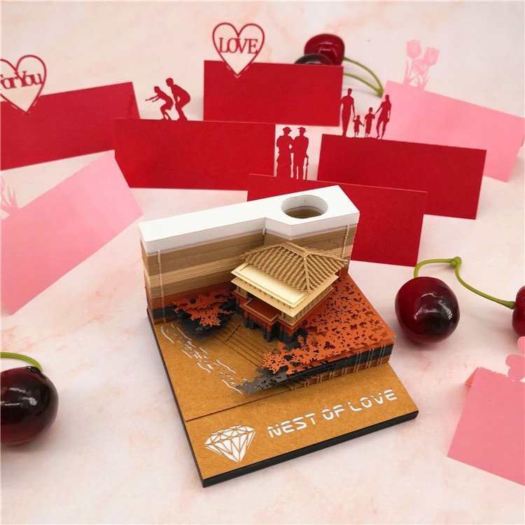 Creative Gift Convenience Sticker Desktop Decoration Hand Tear Paper Carving Memo Paper Calendar 3D Memo