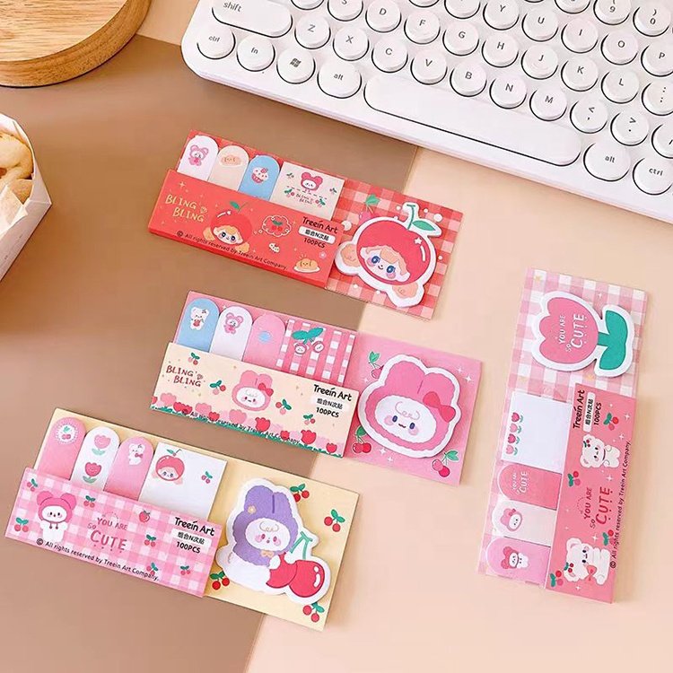Kawaii Sticky Notepad Memo Pads Adhesive Pad Sticky Note Pad Stationary Custom Kawaii Printed Sticky Note Sets