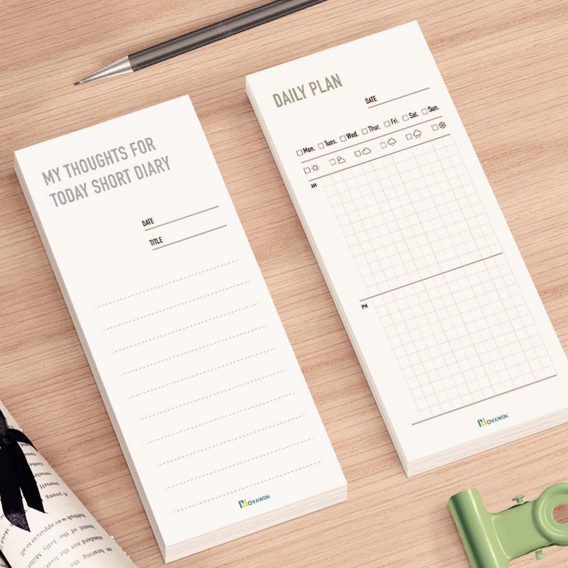 Simple Day Plan Book Creative Portable Week Plan Punch Card Memo pad Study Notebook 50 Sheets