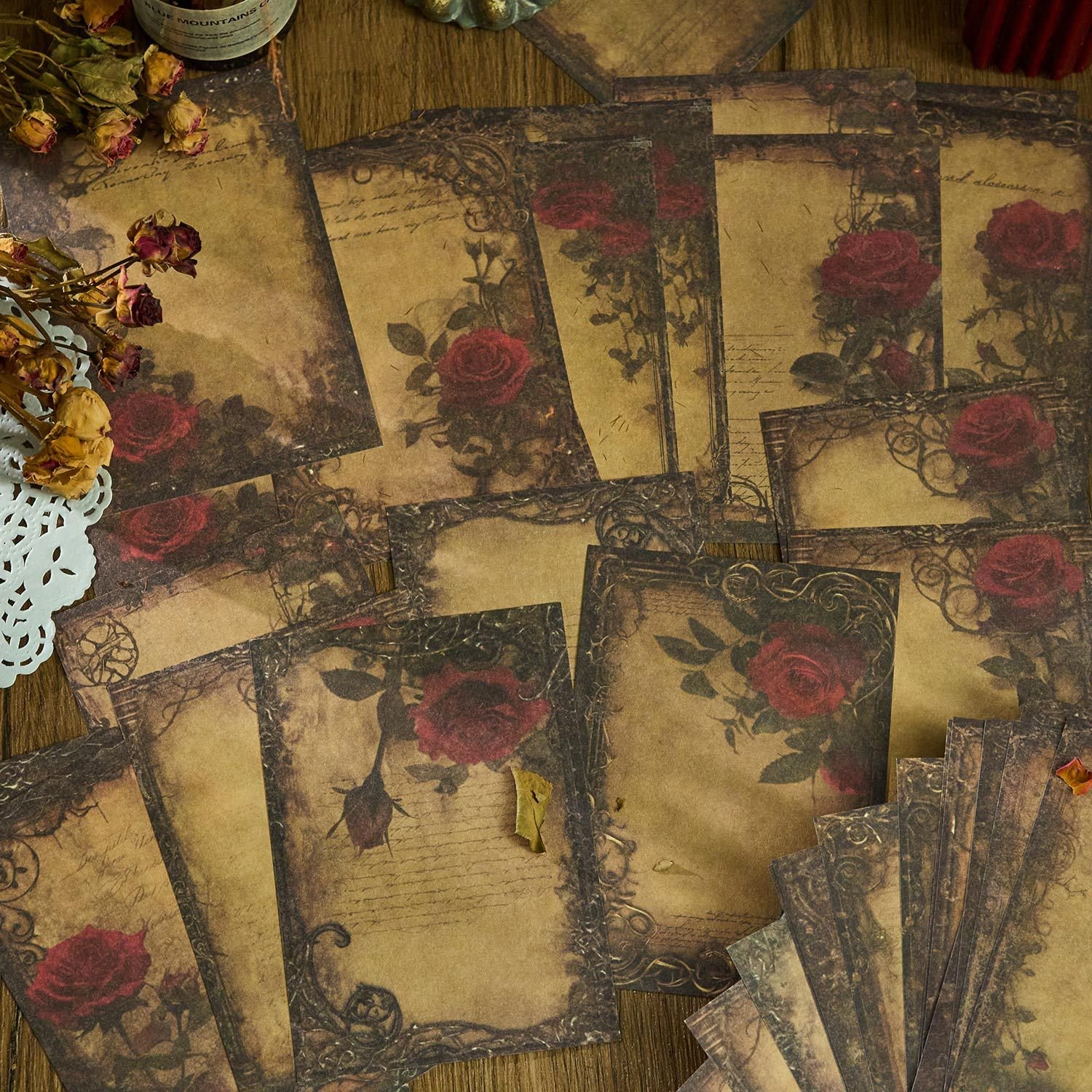 20pcs/pack Dreams Between Encounters Series Retro Material Paper Botanical Flower Handbook DIY Decoration Background Base Paper