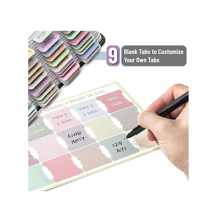Supplier OEM colorful waterproof Durable Laminated Bible Tabs Bible Study Accessories Morandi minimal patterns for reading