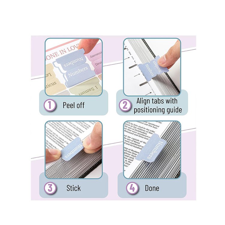 Supplier OEM colorful waterproof Durable Laminated Bible Tabs Bible Study Accessories Morandi minimal patterns for reading