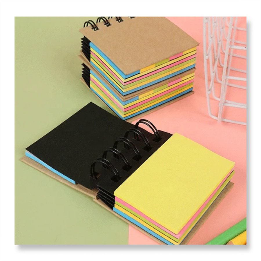 Custom Notes with Cute Little Strips High-Appearance Level Spiral Style Sticky Notepad Paper Cover Office Use Index Messages