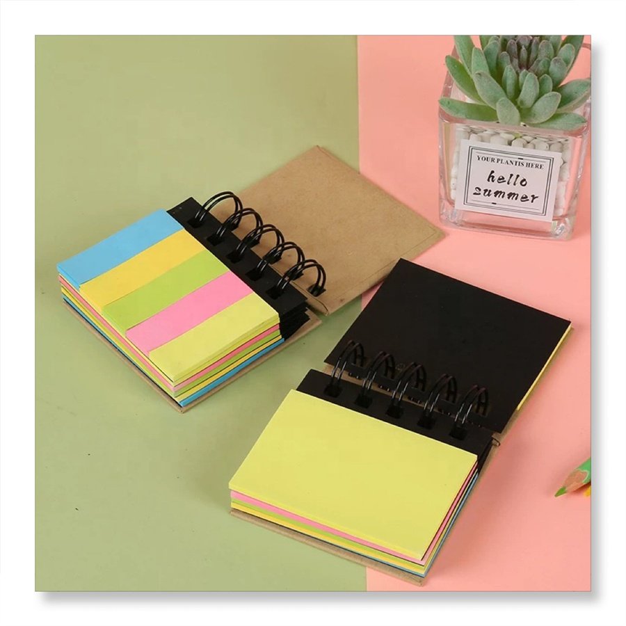 Custom Notes with Cute Little Strips High-Appearance Level Spiral Style Sticky Notepad Paper Cover Office Use Index Messages
