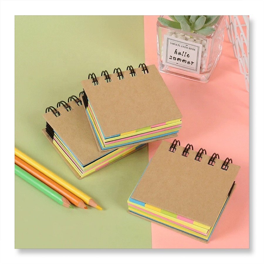 Custom Notes with Cute Little Strips High-Appearance Level Spiral Style Sticky Notepad Paper Cover Office Use Index Messages