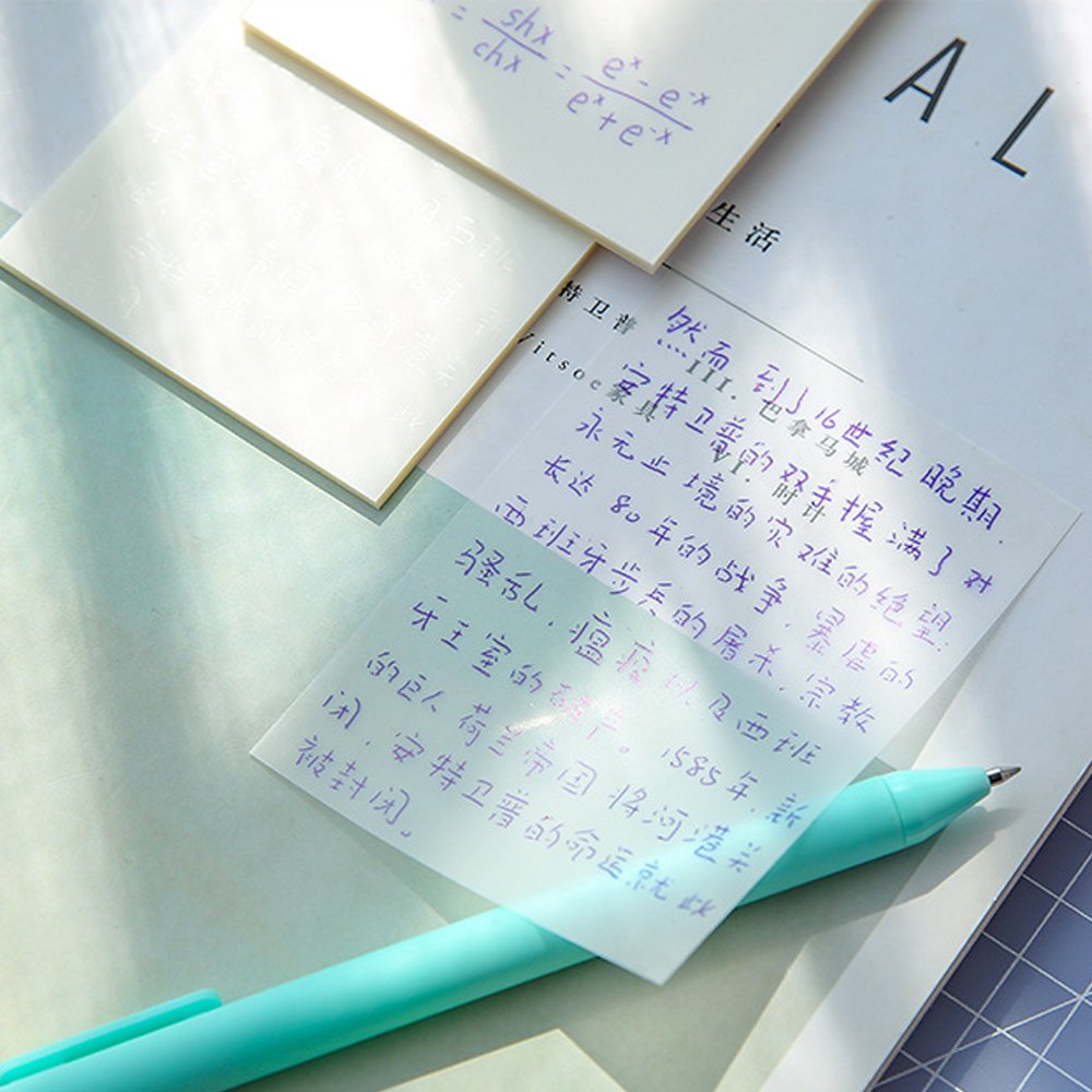 50 sheets Custom Transparent PET Clear Sticker Notes Sticky Memo Pad White Clear Notepads School Supplier YIWU Stationery