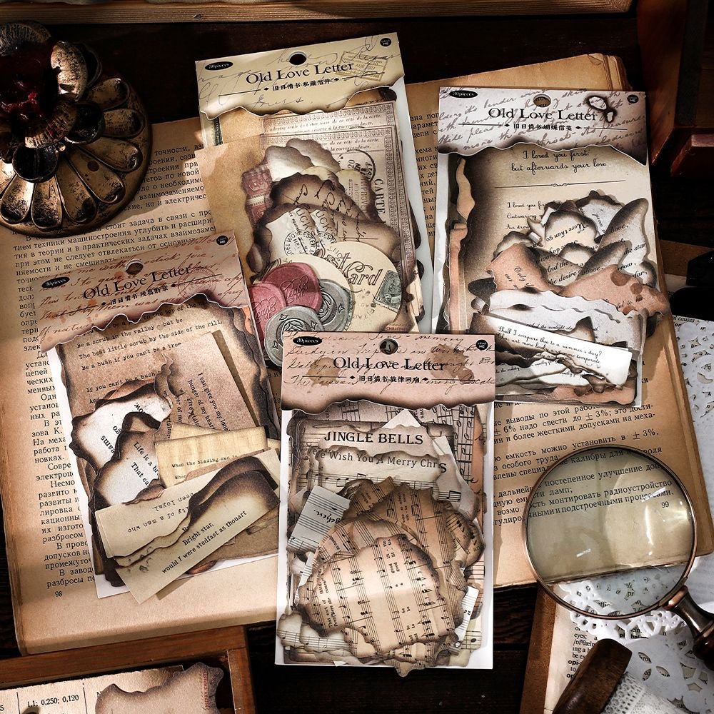 30pcs/pack special paper material package old love letter series material decorative collage bottoming stickers