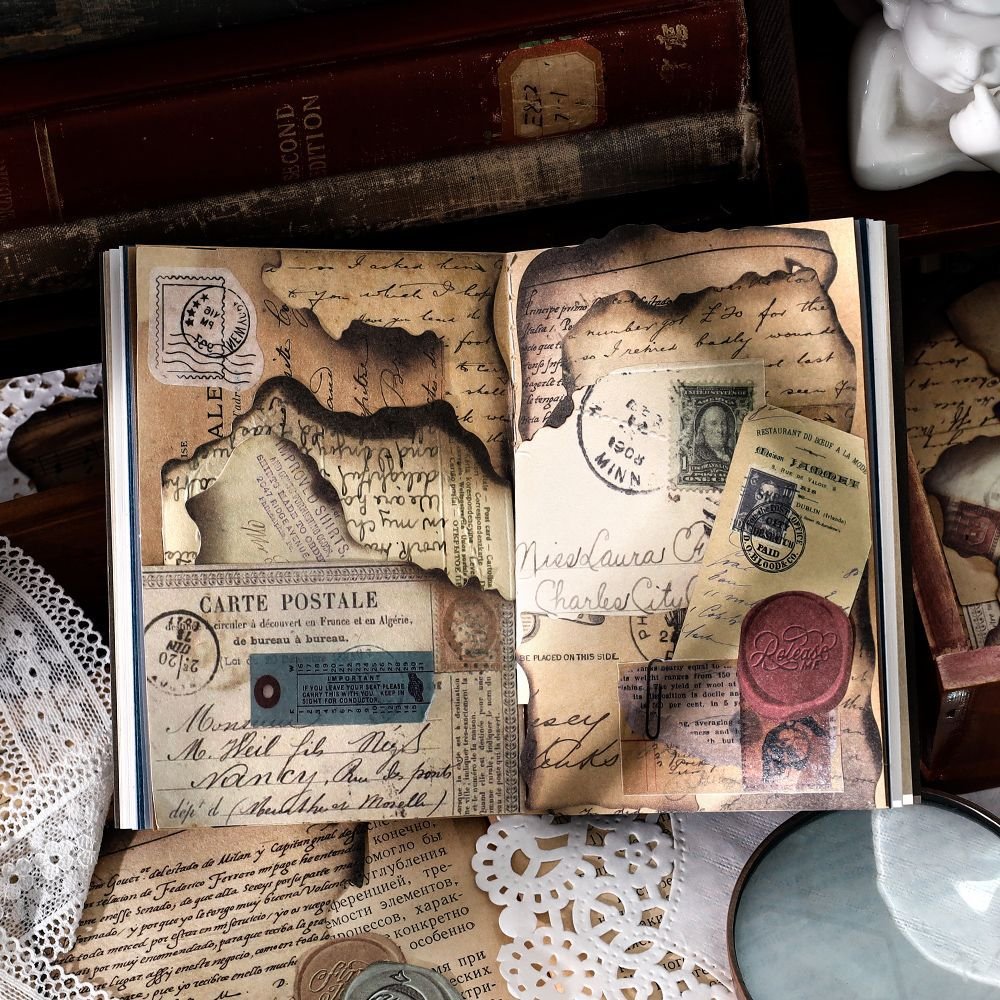 30pcs/pack special paper material package old love letter series material decorative collage bottoming stickers