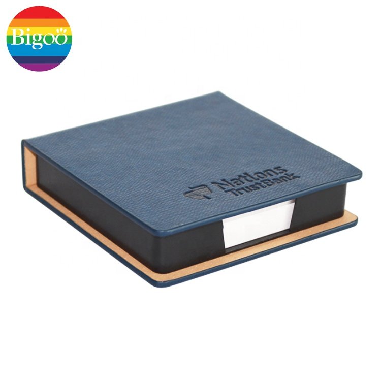Custom paper cube memo pad set blank sticky notepad set in paper or PU holder gift box set for office or promotion