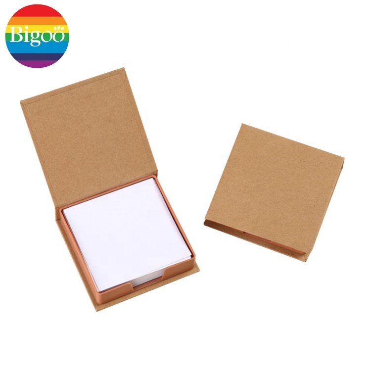 Custom paper cube memo pad set blank sticky notepad set in paper or PU holder gift box set for office or promotion