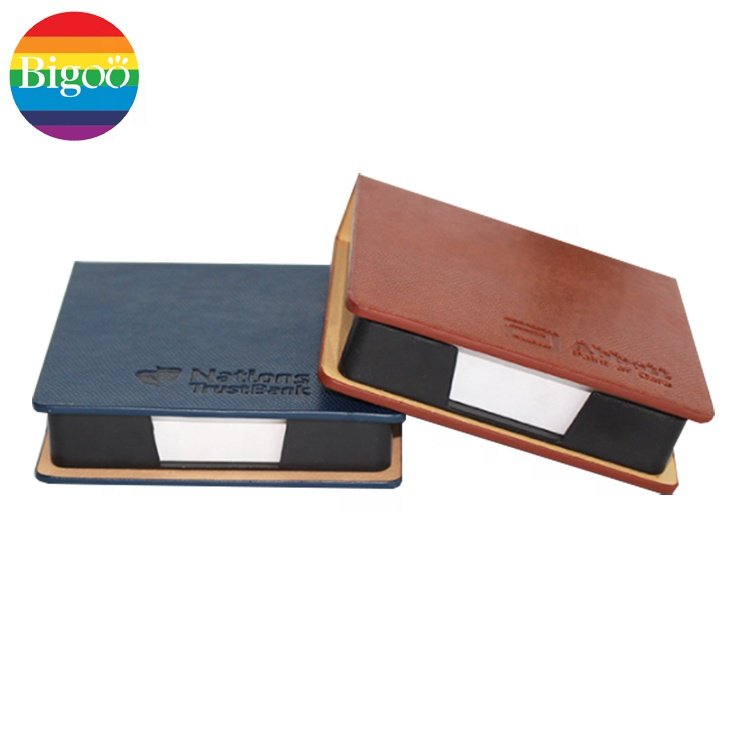 Custom paper cube memo pad set blank sticky notepad set in paper or PU holder gift box set for office or promotion