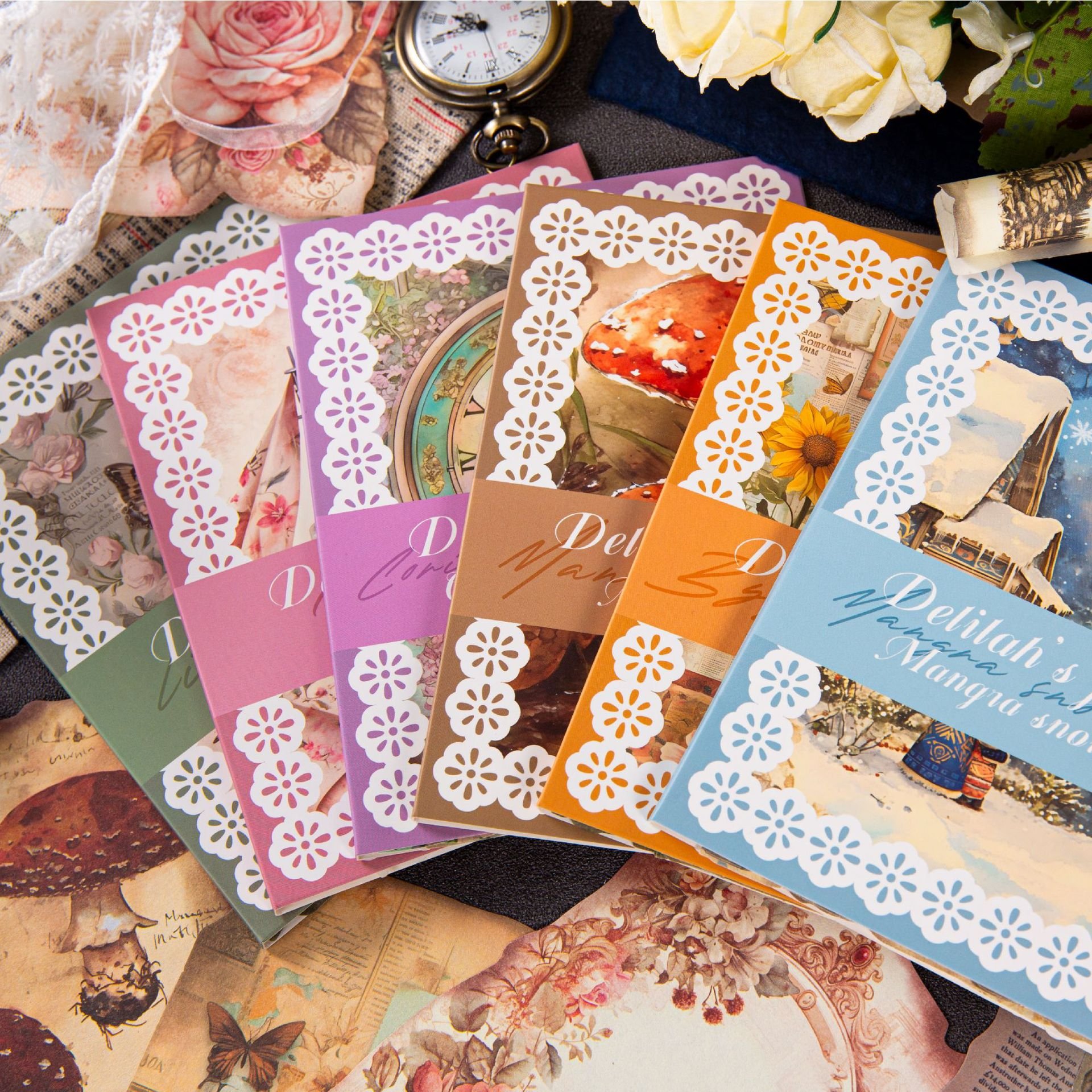 24 sheets of material paper per pack Daryl's Fantasy Series Vintage burnt style handbook material 6 types