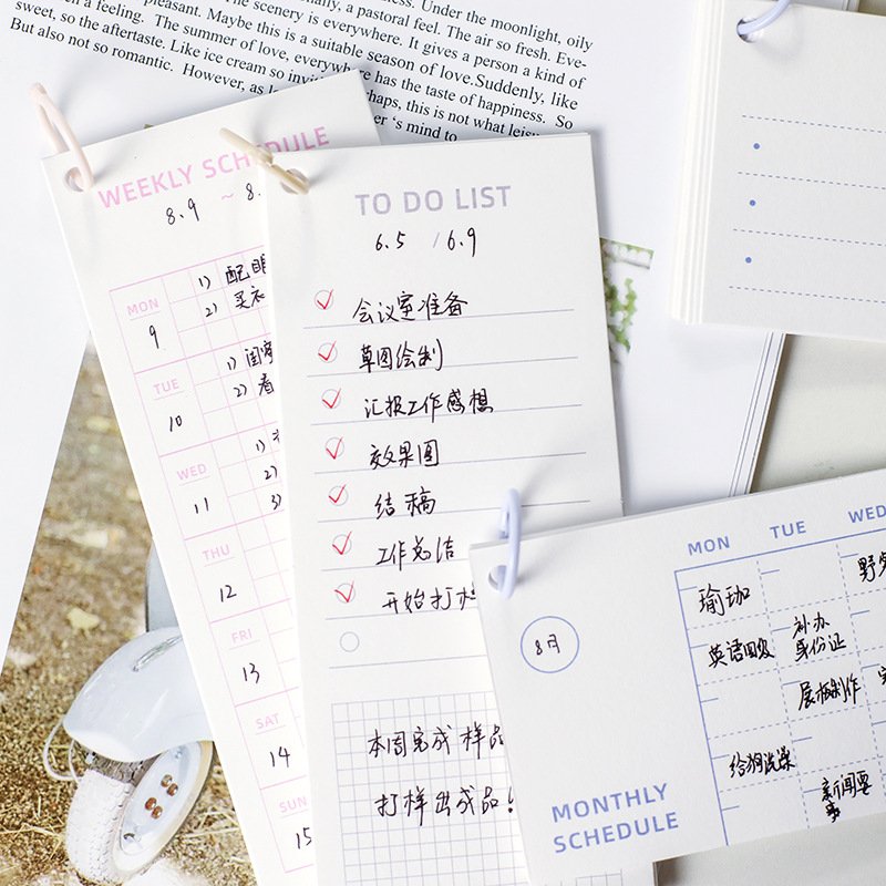 Classic office school agenda planner memo pad top ring weekly monthly time schedule note pad stationery customize 10 sheets/pad
