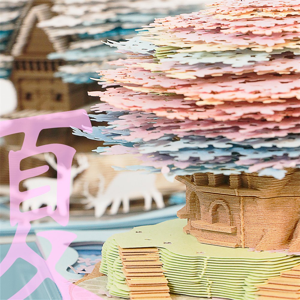 Exquisitely Crafted 3D Memo Pads Specialty Paper Notes Pink Green Color Tree House Paper Engraved Sticky Notes