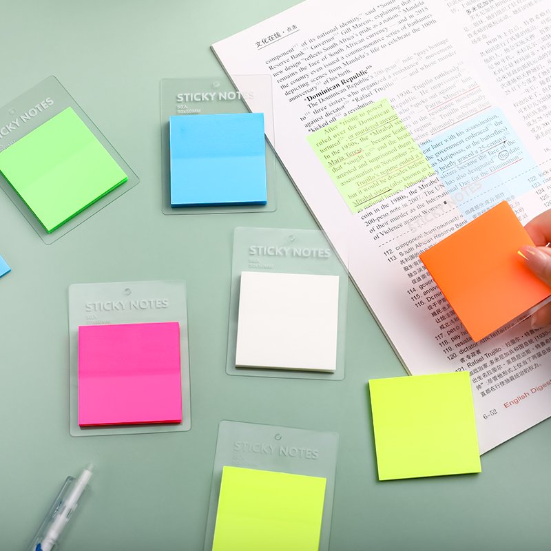 STICKERS PUNK 50 Sheets/pack Translucent Colored Clear Sticky Note Waterproof Adhesive Memo Pad for Reading Studying 04201