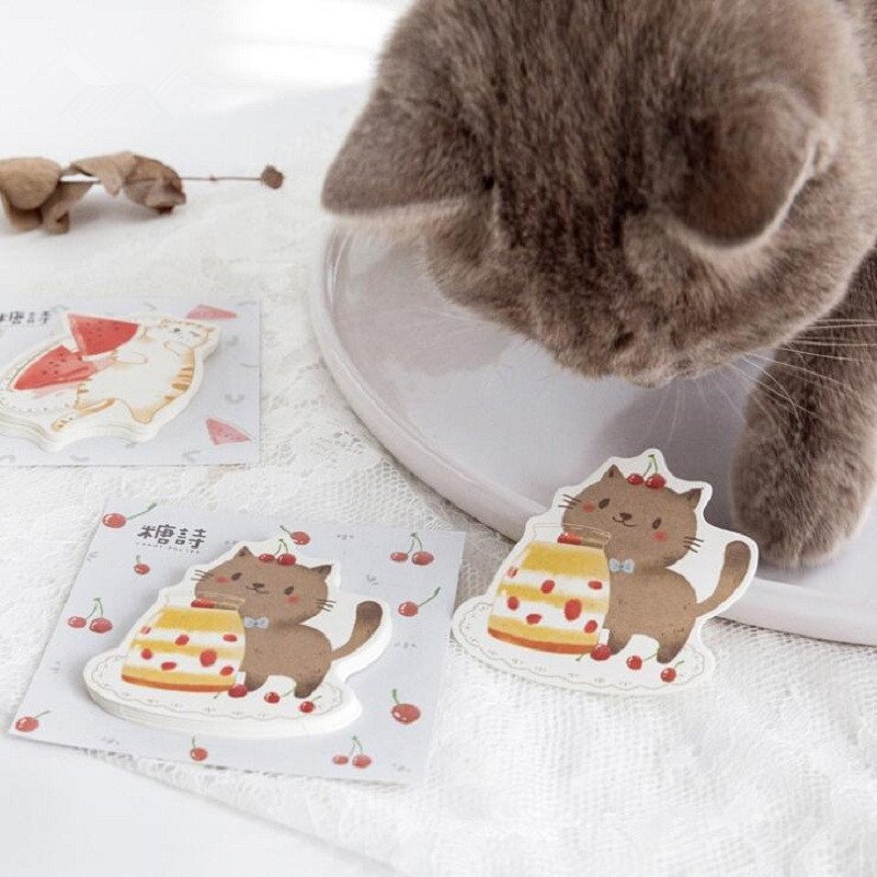 30pcs/pack Kawaii Animal Series Fold Notes Fox Cat Mini Sticky Note Tabs Notebook Label Sticker Children School Office Supplies