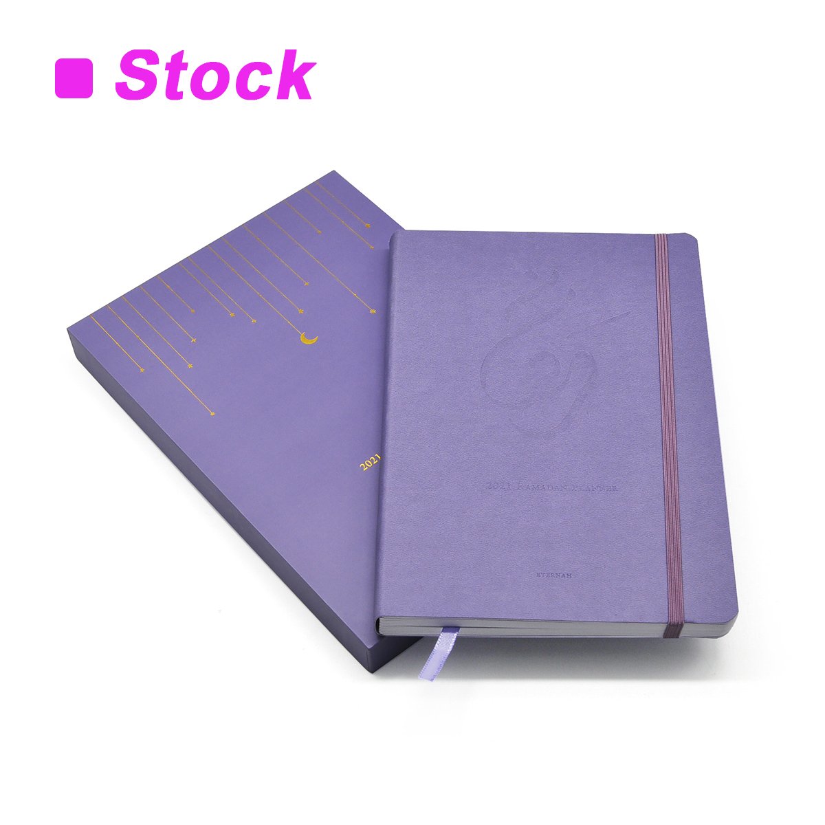 2021Stock Jame Books Printing Business PU Leather Hardcover Embossing Notebook Ramadan Decorations Travel Planner With Ribbon