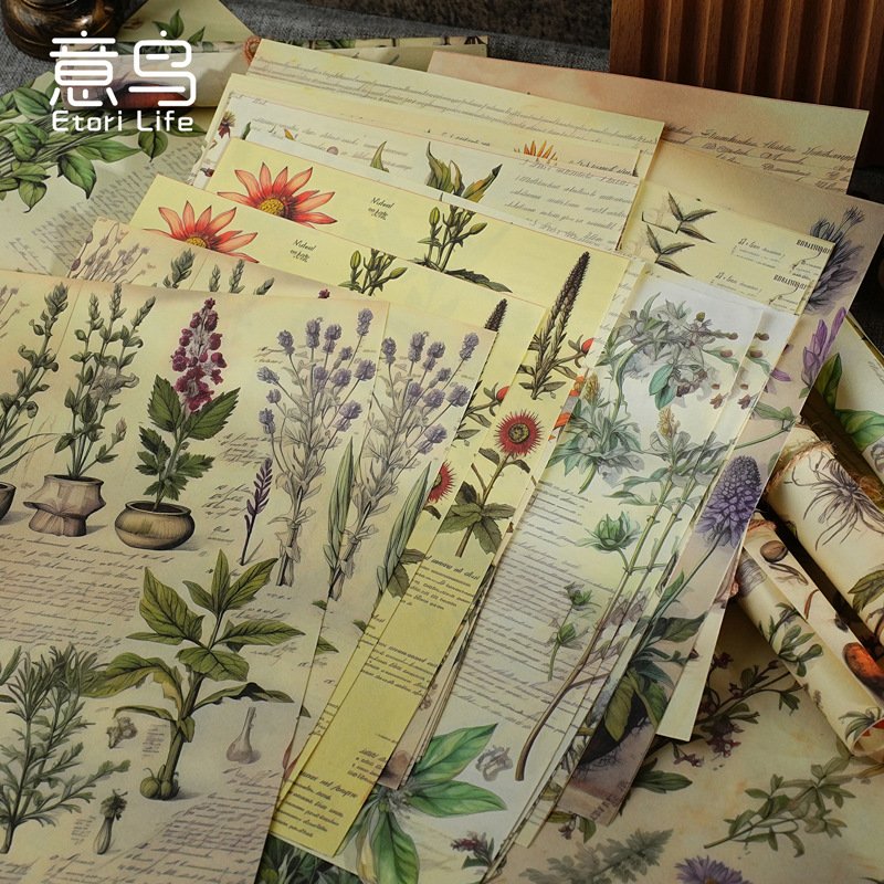 20pcs/pack Vegetable Paper Botanist Light Vintage Salt Handbook Basic Decoration Background Priming Paper