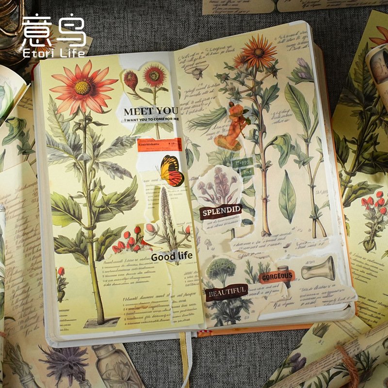 20pcs/pack Vegetable Paper Botanist Light Vintage Salt Handbook Basic Decoration Background Priming Paper