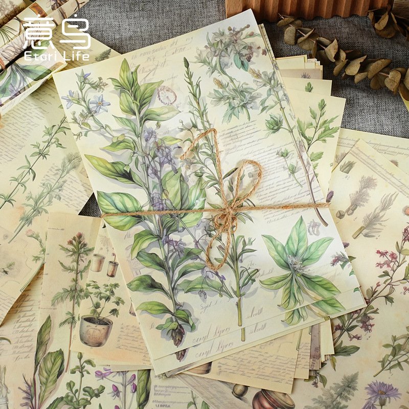 20pcs/pack Vegetable Paper Botanist Light Vintage Salt Handbook Basic Decoration Background Priming Paper