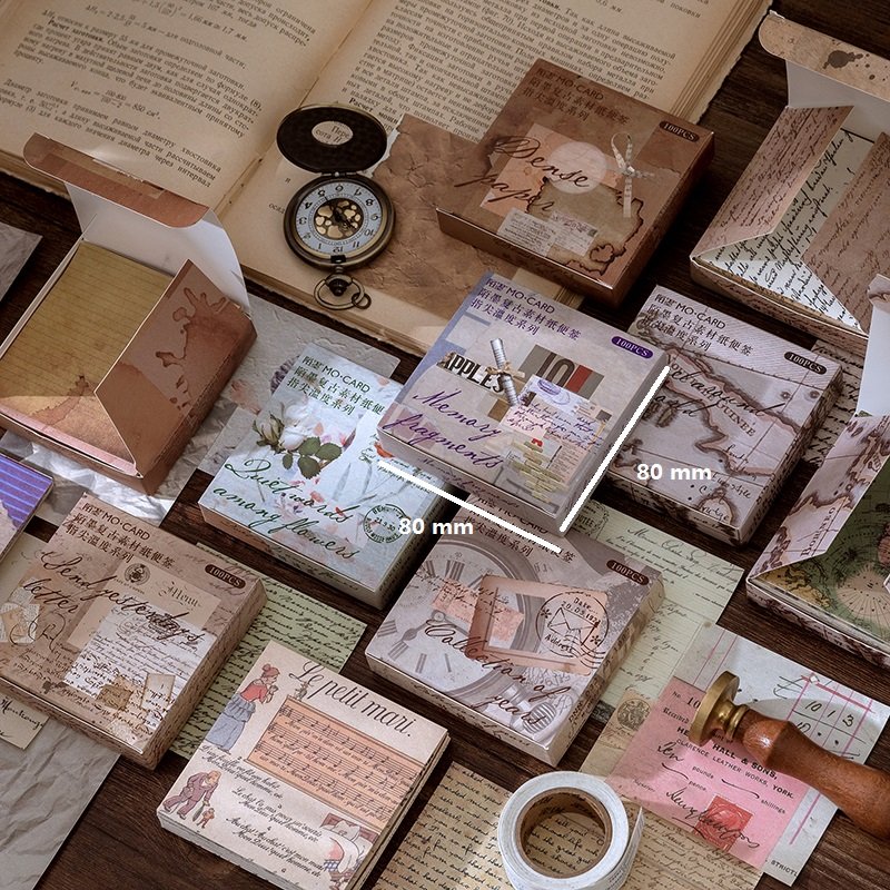 New Design 100pcs/pack Vintage Series Paper Momo Sticky Scrapbooking Notes Student Favor DIY Unique Gift Decoration 12models
