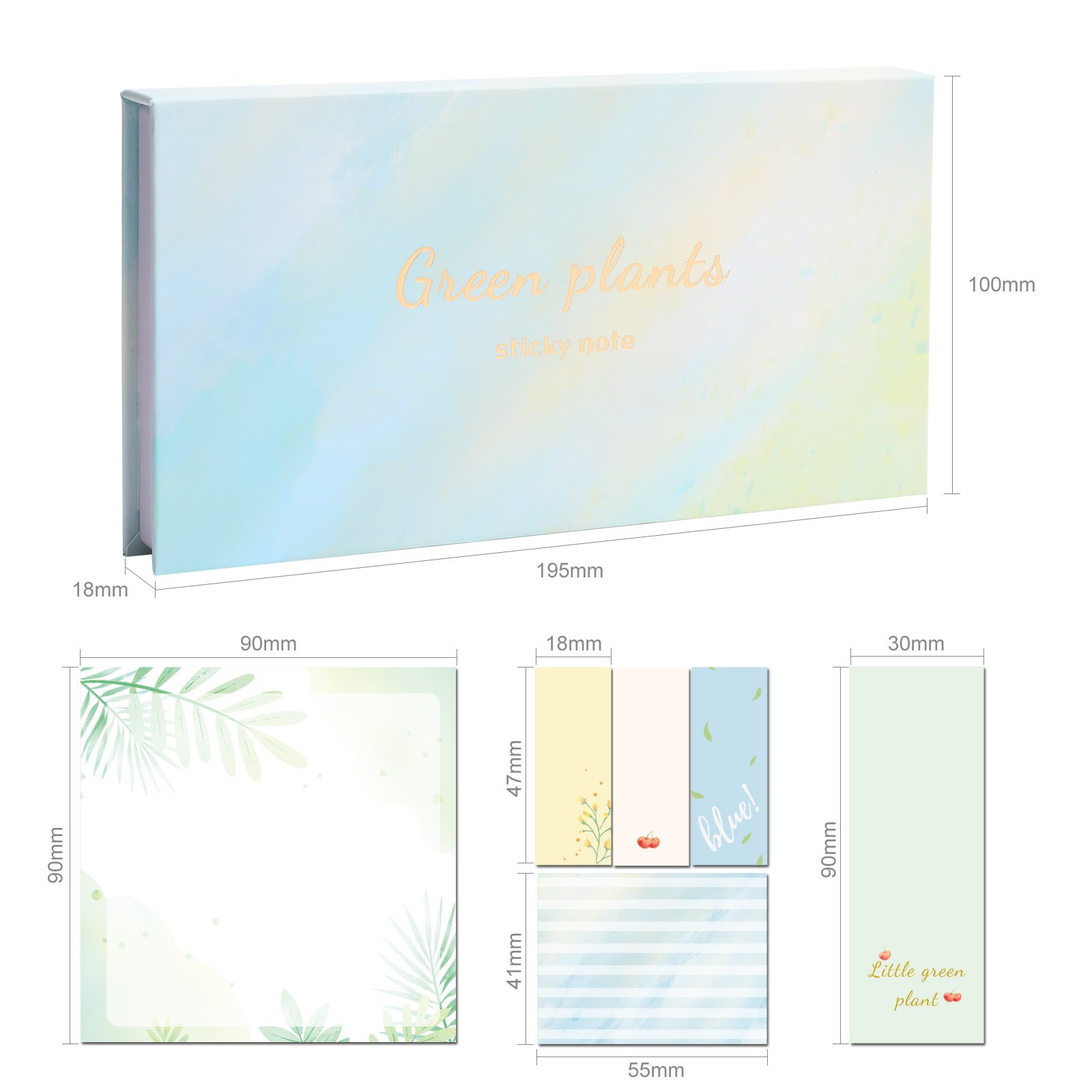 600 post stickers Cute foil notebook marker sticky notes pad stationery supplies memo pad with paper box