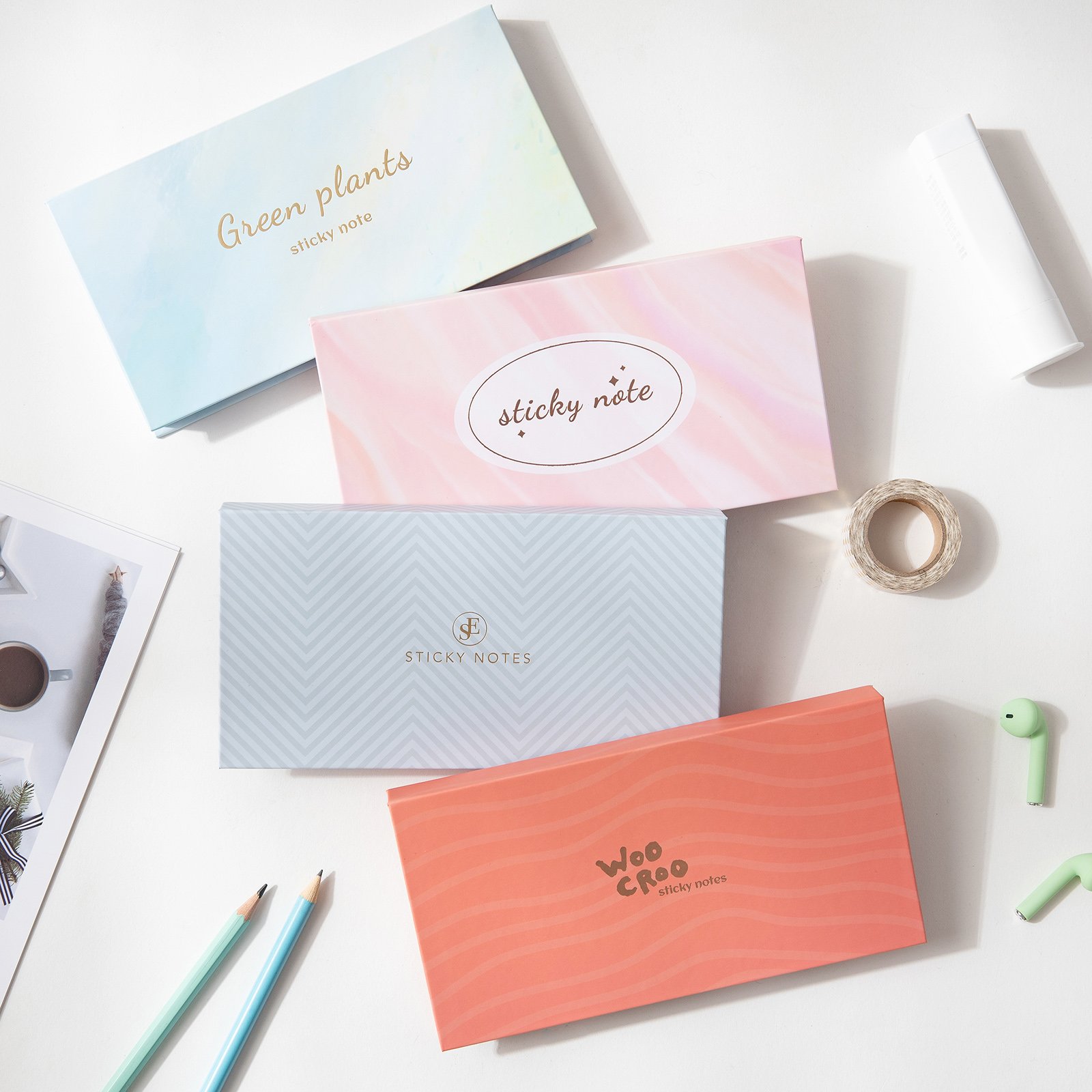 600 post stickers Cute foil notebook marker sticky notes pad stationery supplies memo pad with paper box