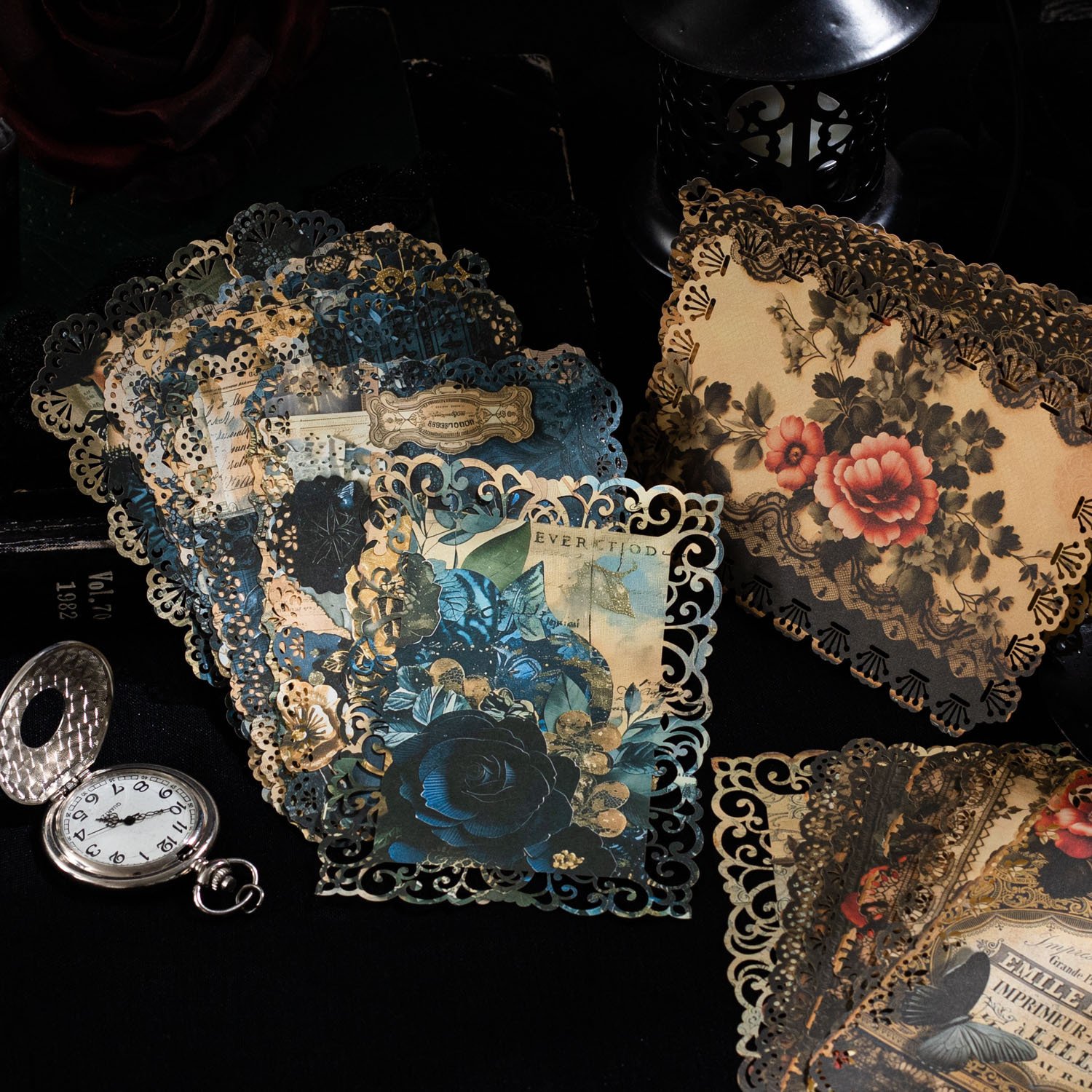 10pcs/pack Material Paper Gothic Romance Series Gothic Style Lace Hollow Out Handbook Material
