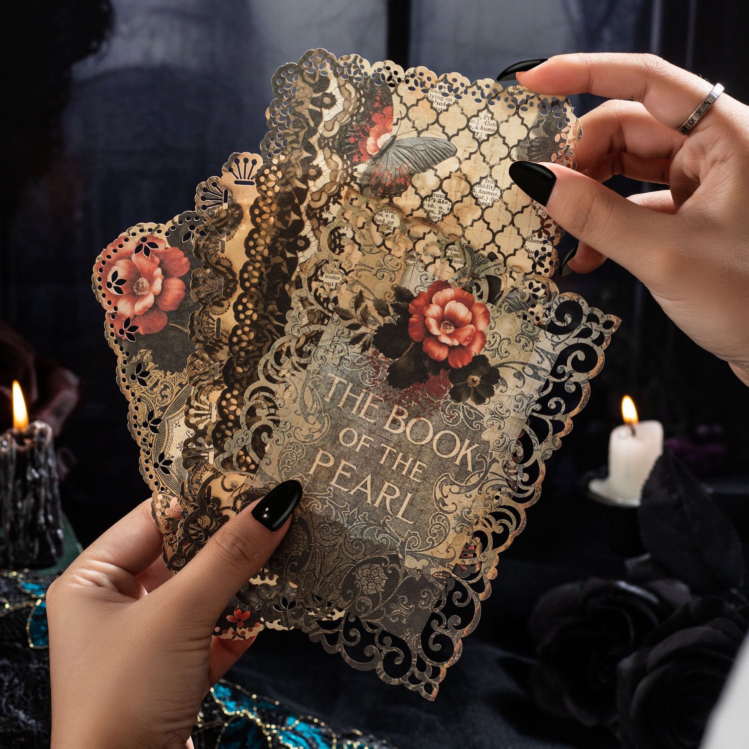 10pcs/pack Material Paper Gothic Romance Series Gothic Style Lace Hollow Out Handbook Material