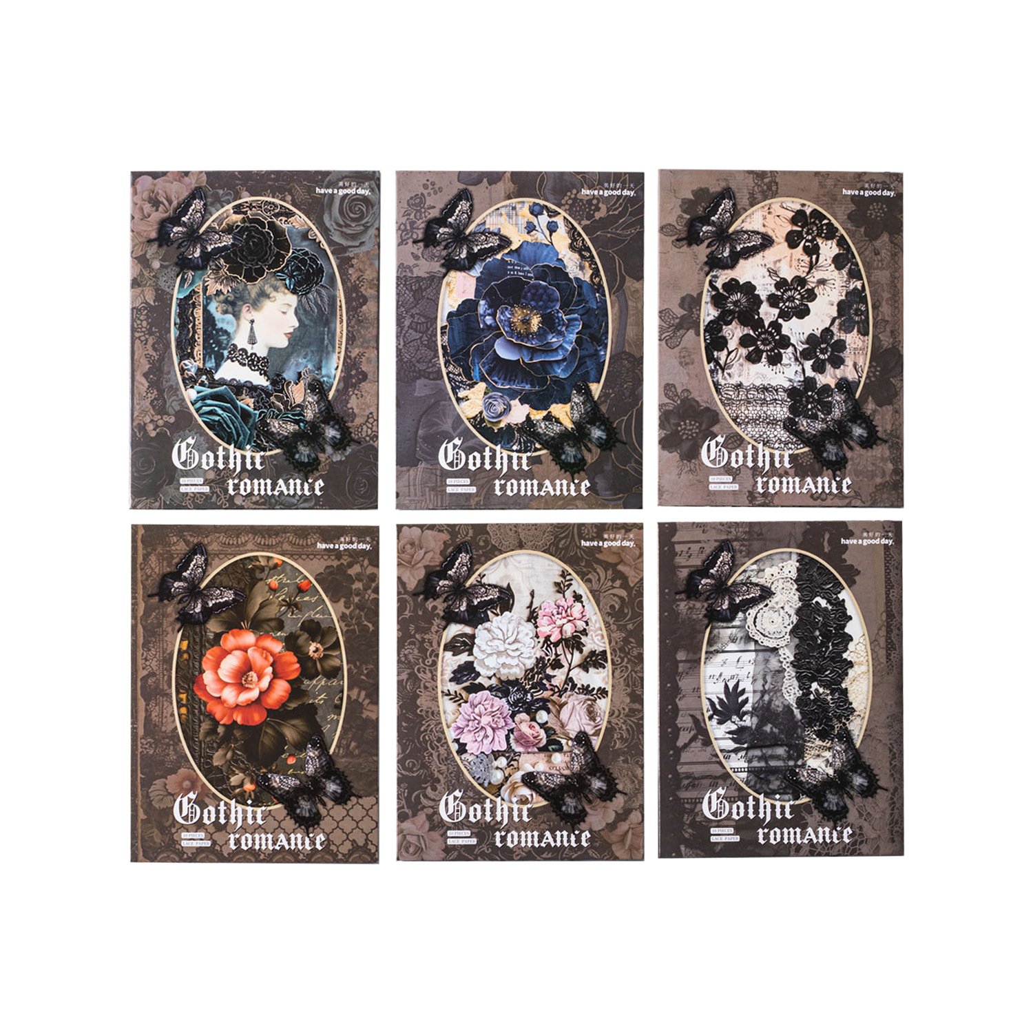 10pcs/pack Material Paper Gothic Romance Series Gothic Style Lace Hollow Out Handbook Material