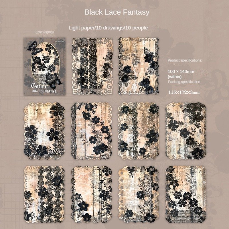 10pcs/pack Material Paper Gothic Romance Series Gothic Style Lace Hollow Out Handbook Material