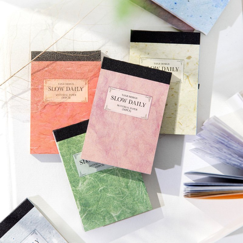 50pcs/pack Material Book Slowly Everyday Series Mini Handbook Material Decorative Collage Stickers Stickers