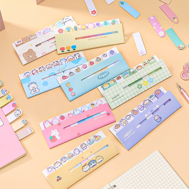 Cartoon kawaii animal printing memo pad school kids sticky notes custom set