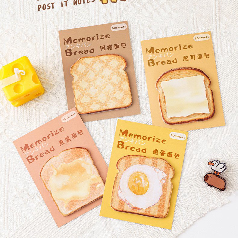 Creative school kids stationery cartoon cute bread shape sticky notes kawaii