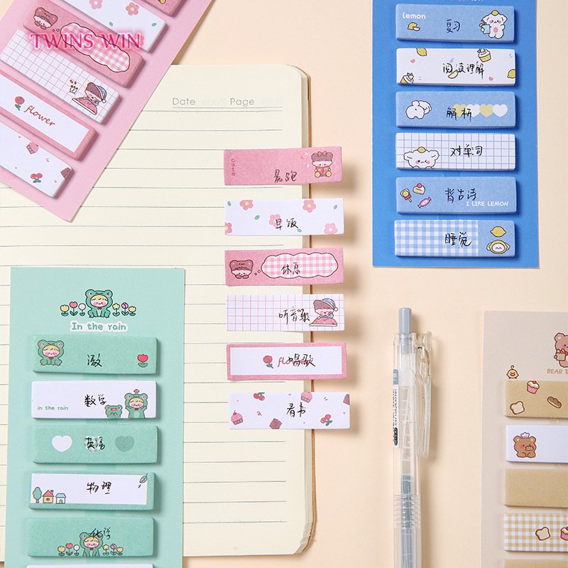 2023 Hote sale student color labels office memo pads high quality cute stationery sticky notes cartoon notebook 006A