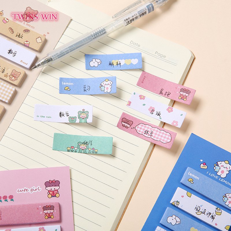 2023 Hote sale student color labels office memo pads high quality cute stationery sticky notes cartoon notebook 006A