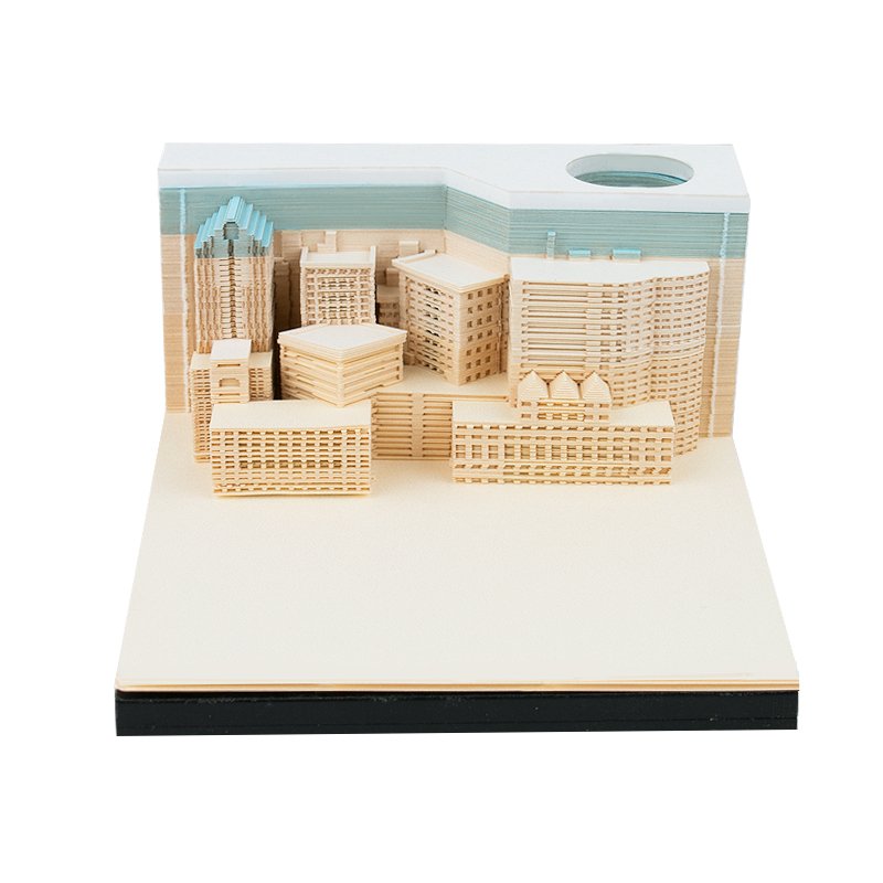 Business Gift Customized Carving City Building Block 3D Memo Pads Note Paper