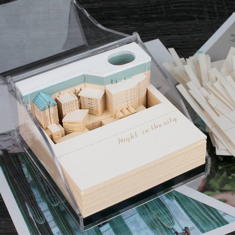 Business Gift Customized Carving City Building Block 3D Memo Pads Note Paper