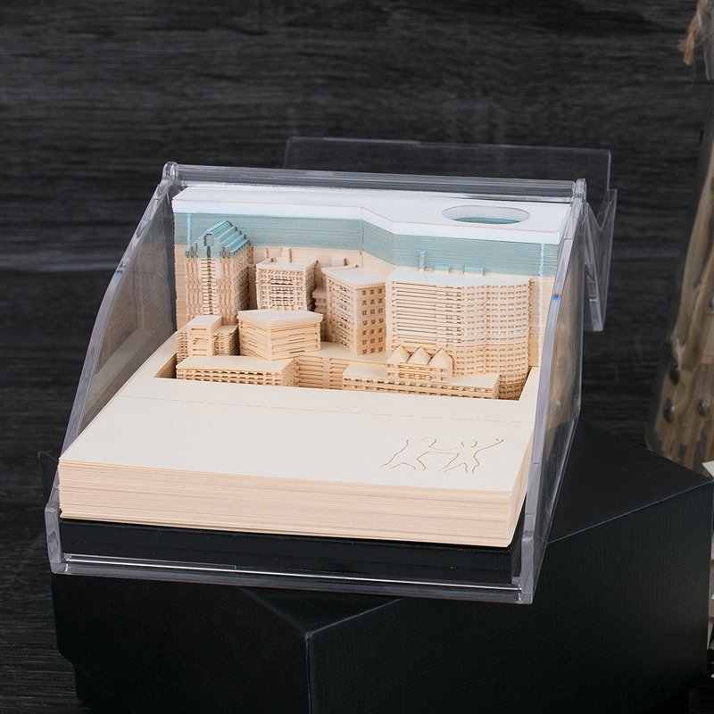 Business Gift Customized Carving City Building Block 3D Memo Pads Note Paper