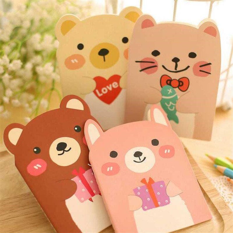 Cute Bear Cat Animals Design Notebook Students Diy Mini Travel Diary Note Pad Message Memo A6 Book Girl Kawaii Gift