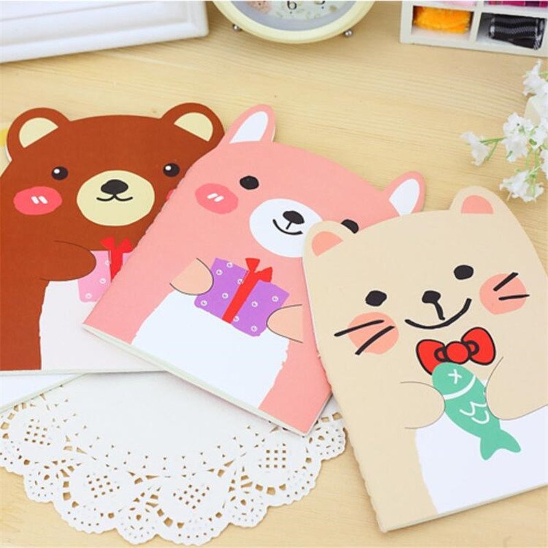 Cute Bear Cat Animals Design Notebook Students Diy Mini Travel Diary Note Pad Message Memo A6 Book Girl Kawaii Gift