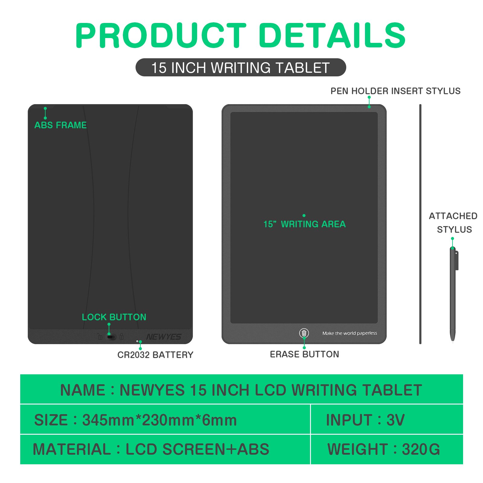 Wholesale 15 Inch Kids Digital Drawing Board Graphic Memo Pad Erasable Lcd Writing Tablet