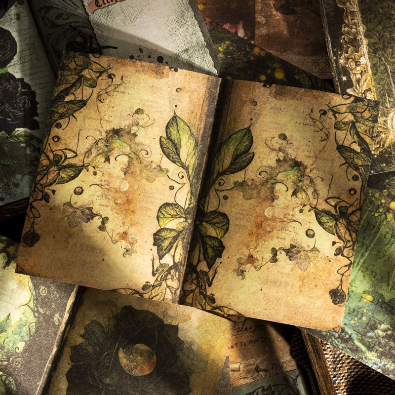 40pieces/pack Material Paper Mysterious Manual Series Large Size Retro Dark Wind Journal Decoration 6 Models